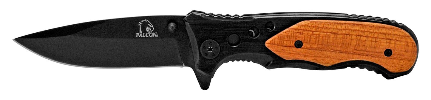 4.5" Wood Handle Spring Assisted - Black