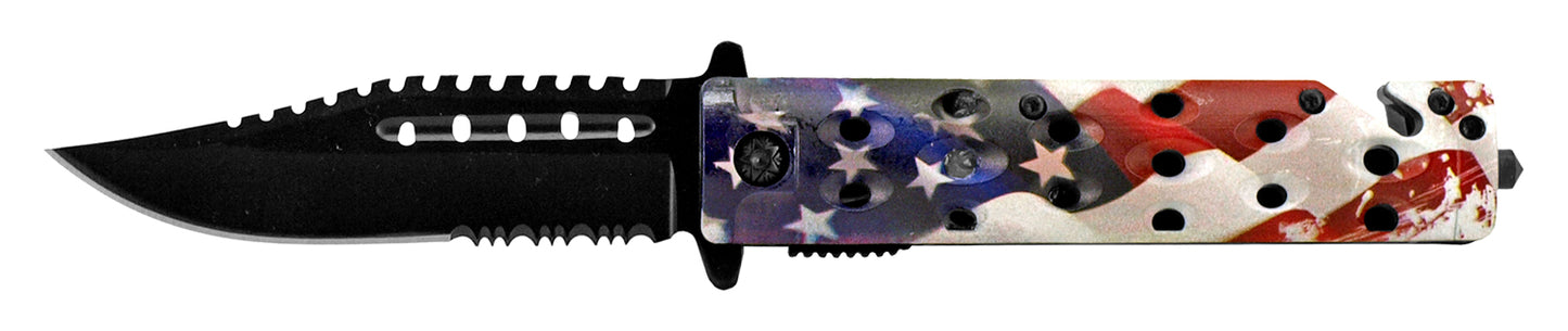 4.75" Spring Assisted Rescue - American Flag