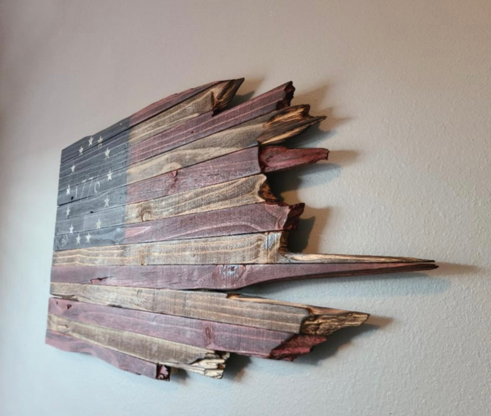 1776 Jagged Edge Wooden American Flag