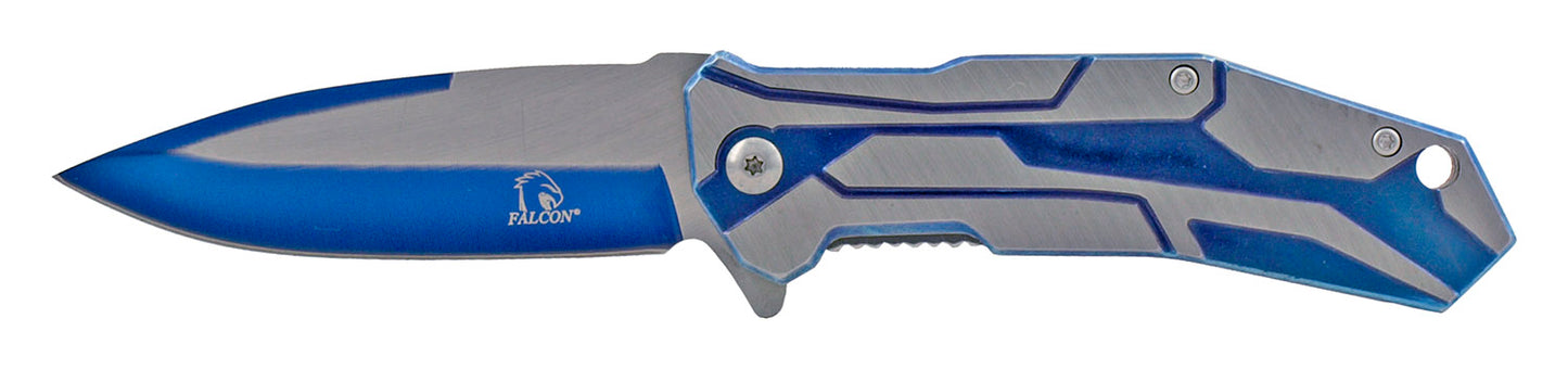 4.5" Heavy Duty Line Design Spring Assisted - Blue