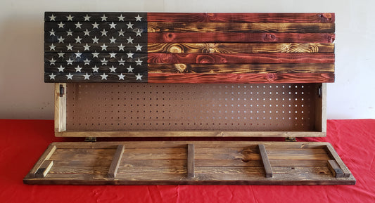 Concealed Cabinet 2 Door Wooden American Flag