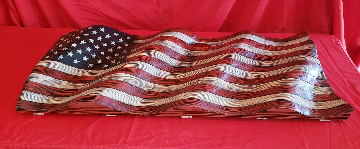 Wavy American Wooden Flag