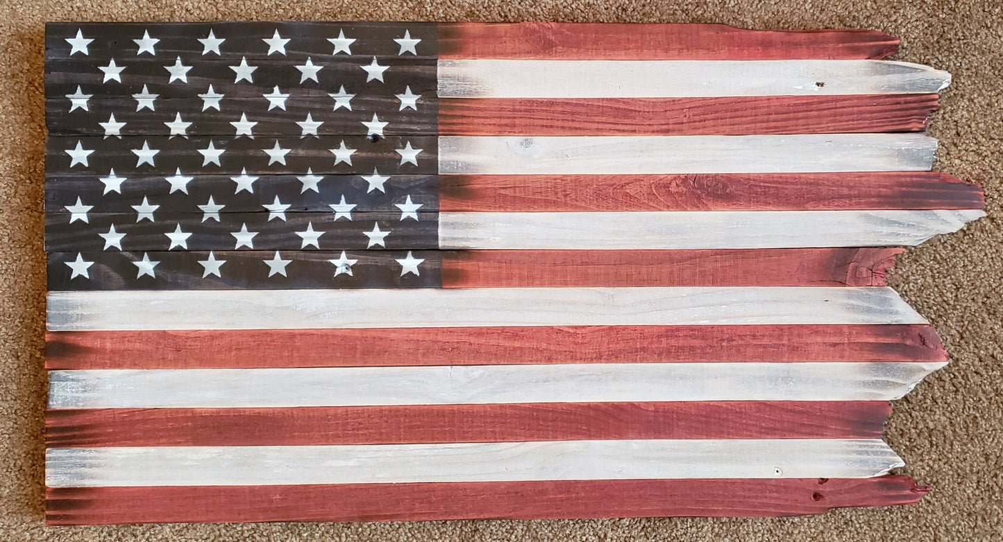 Jagged Edge Wooden American Flag