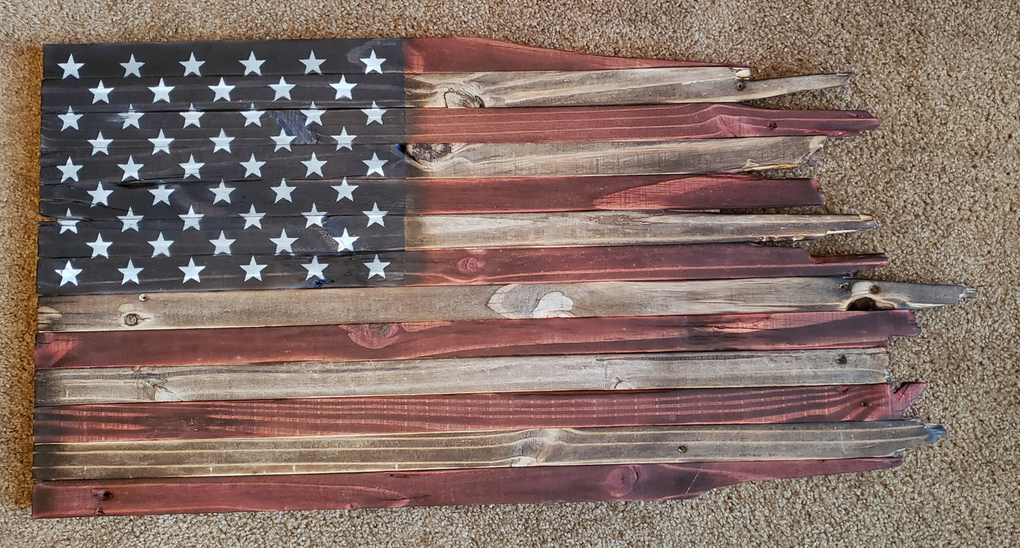 Jagged Edge Wooden American Flag