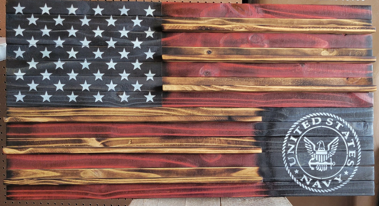 U. S. Navy Wooden American Coin Holder Flag