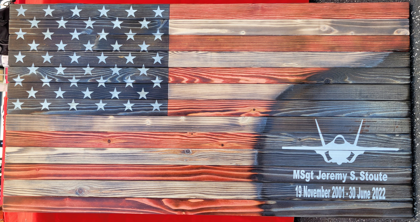 Custom Military Wooden American Flag