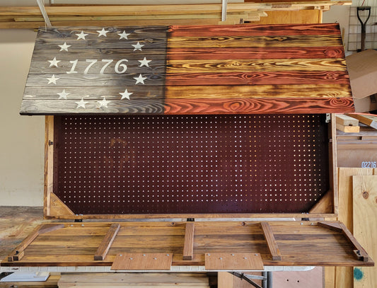 XXLarge Concealed Cabinet 2 Door Wooden 1776 American Flag