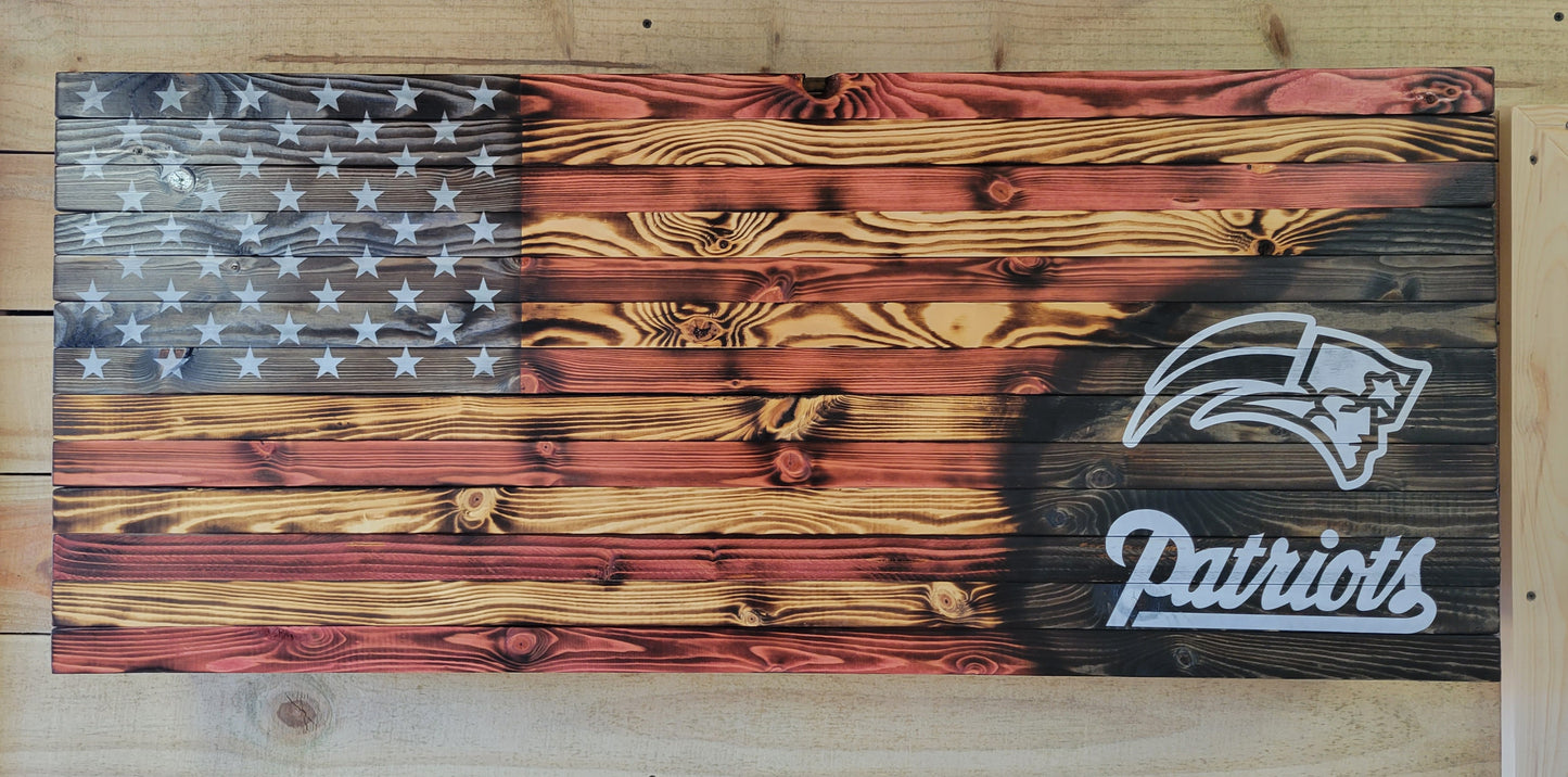 Concealed Cabinet 1 Door Wooden Patriots American Flag