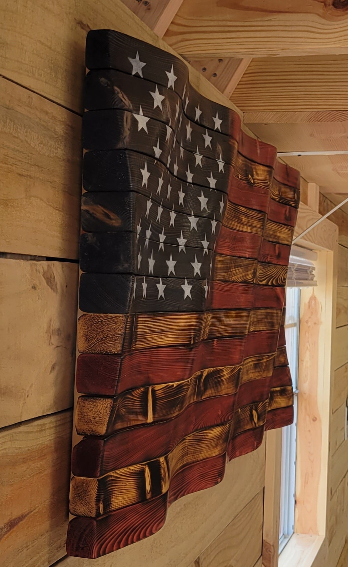 Wavy American Wooden Flag