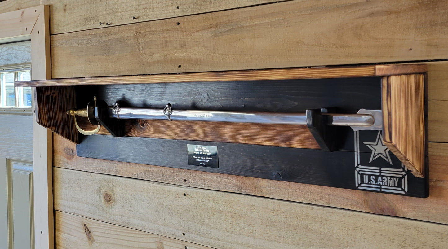 Sword Holder Shelf with Logo and Name Plate