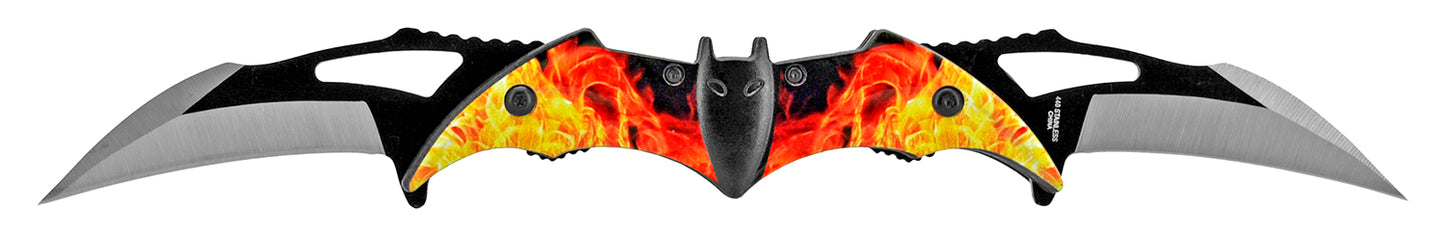 5.75" Dual Blade Bat Spring Assisted - Flames