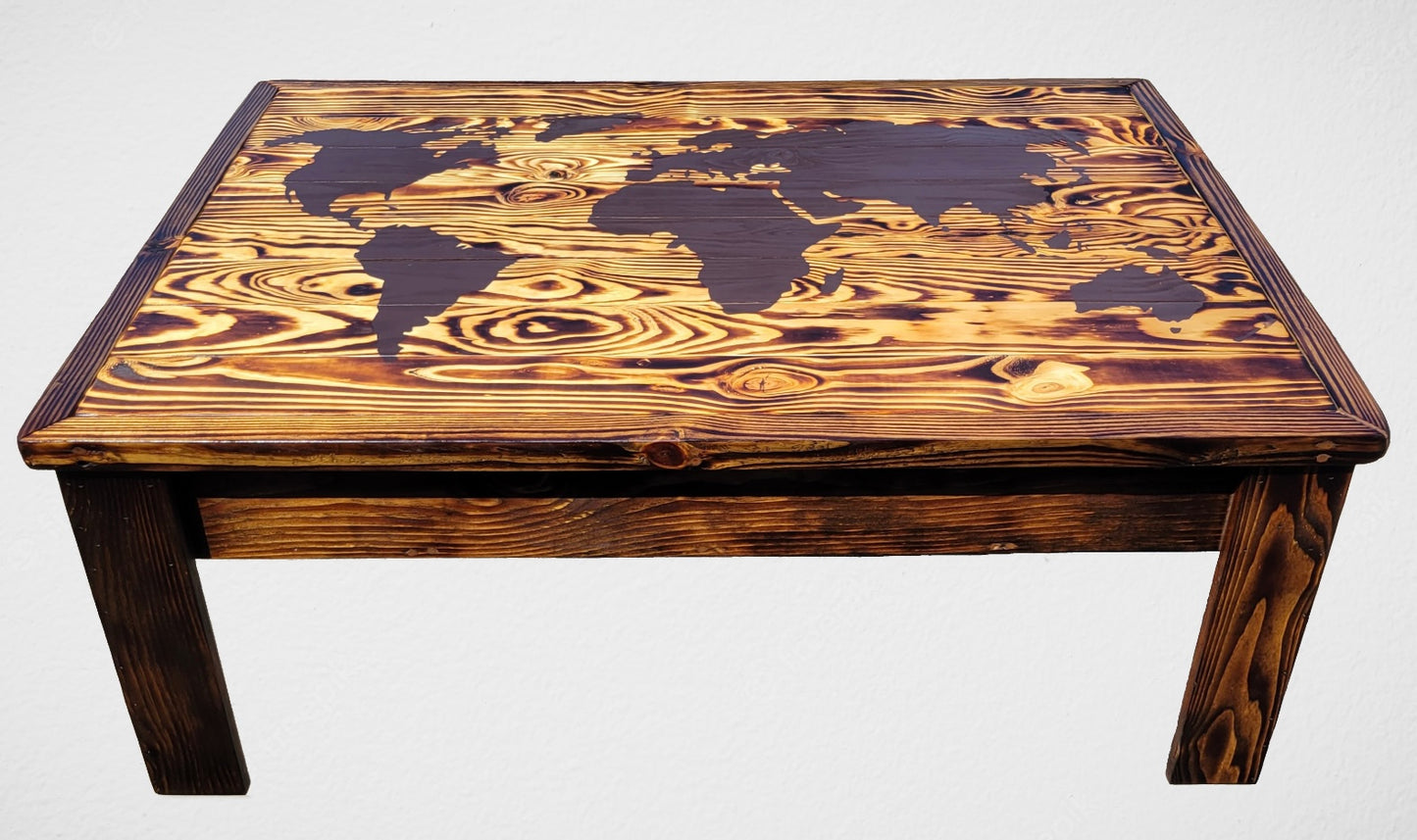 World Map Handmade Concealed Coffee Table