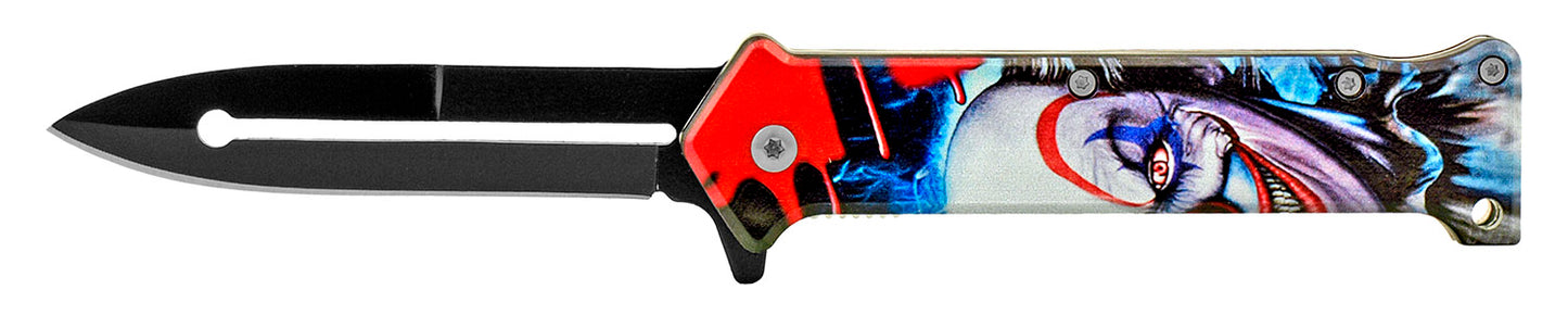 4.5" Joker Stiletto Spring Assisted - Evil Clown