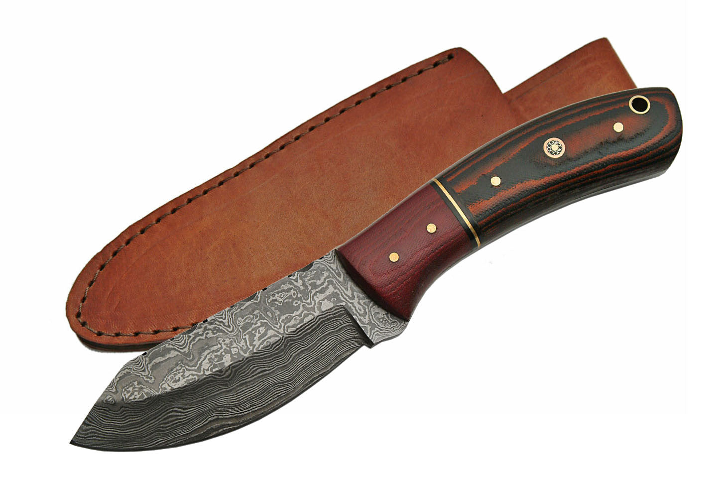 8.5" HANDMADE DAMASCUS RED MICARTA SKINNER HANDLE