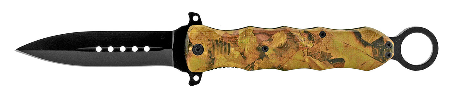 6.25" Stileto Spring Assisted with Finger Loop Grip - Camo