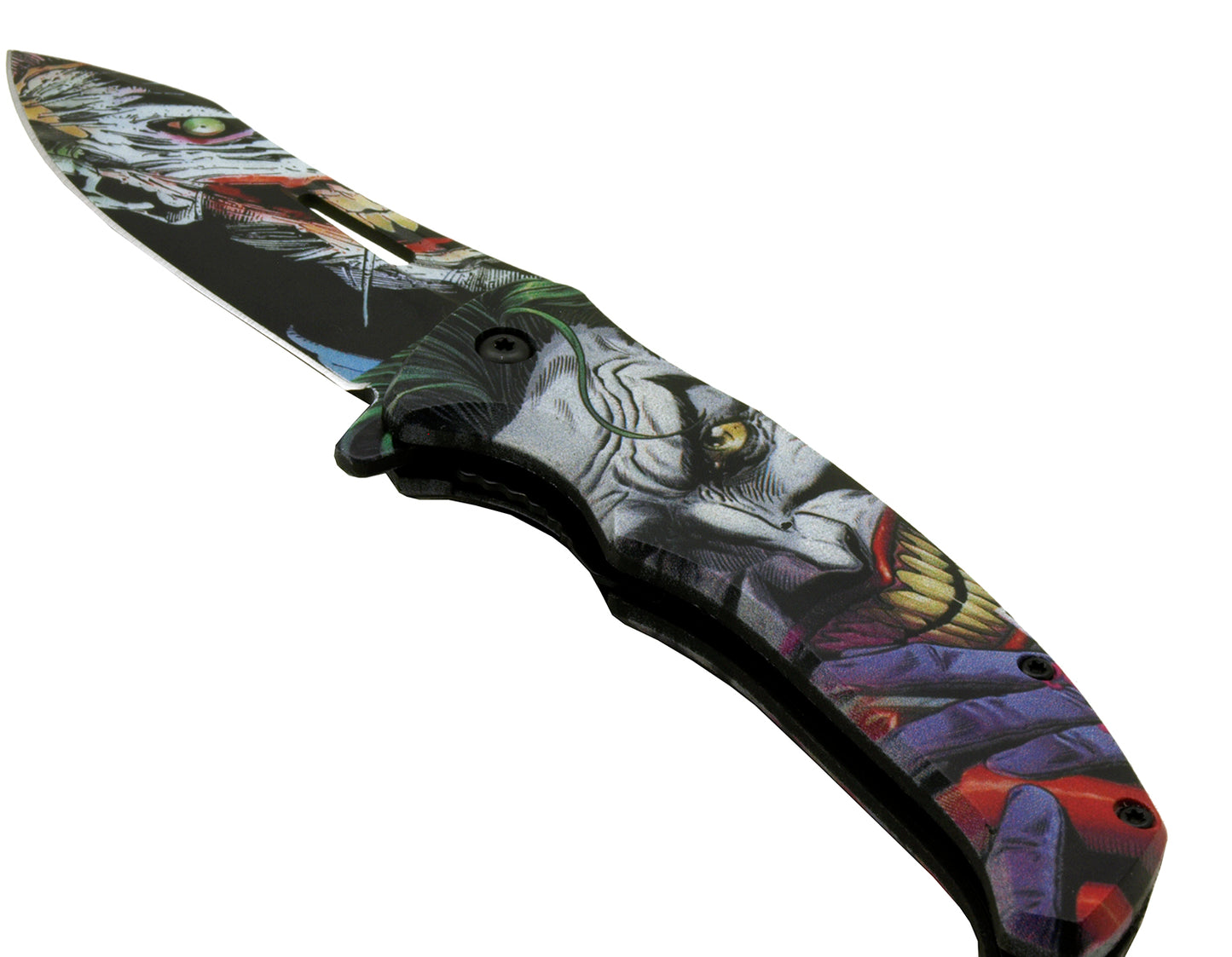 4.75" Batman and Joker Spring Assisted Pocket Knife - Joker Face