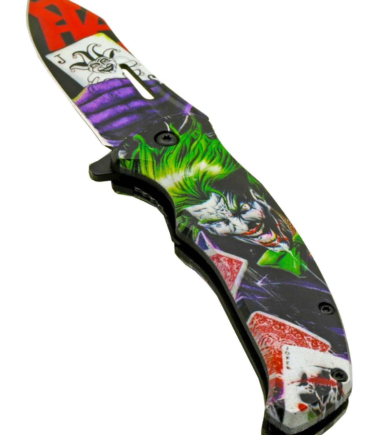 4.75" Batman and Joker Spring Assisted Pocket Knife - Joker Playing Cards
