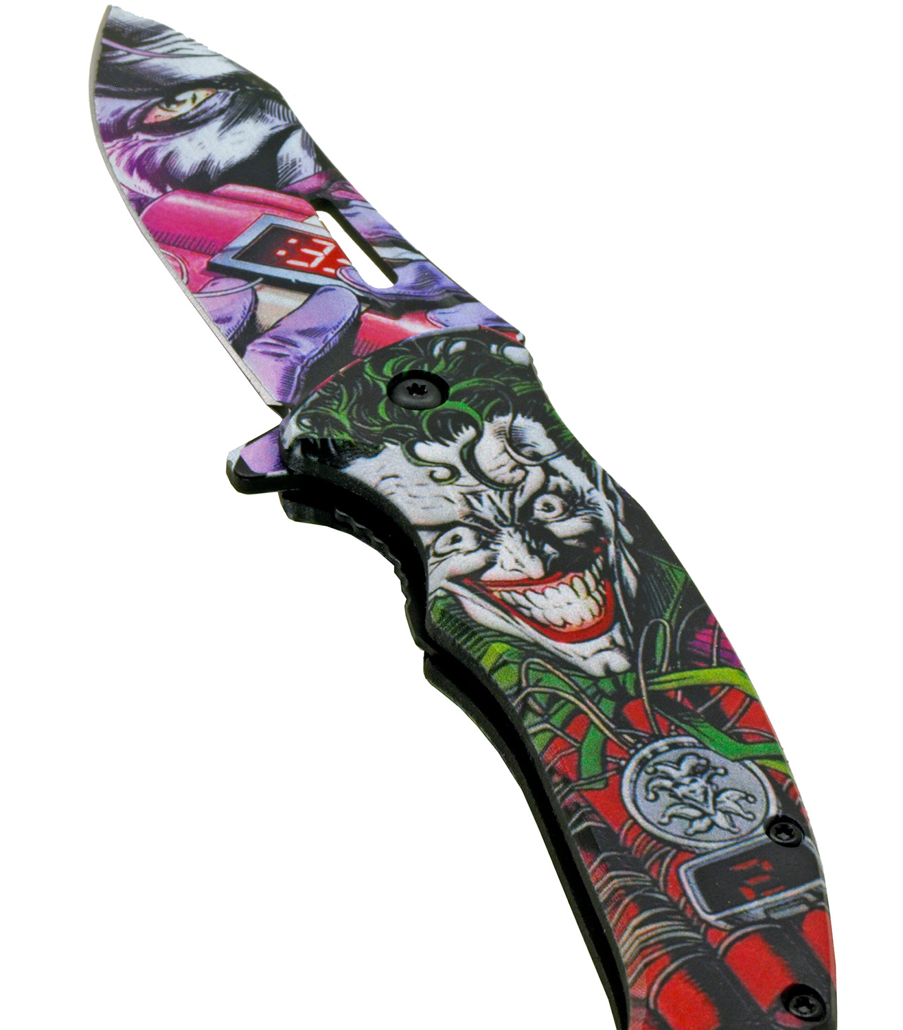 4.75" Batman and Joker Spring Assisted Pocket Knife - Joker's Time Bomb