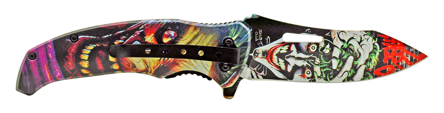 4.75" Batman and Joker Spring Assisted Pocket Knife - Joker's Mad Mind