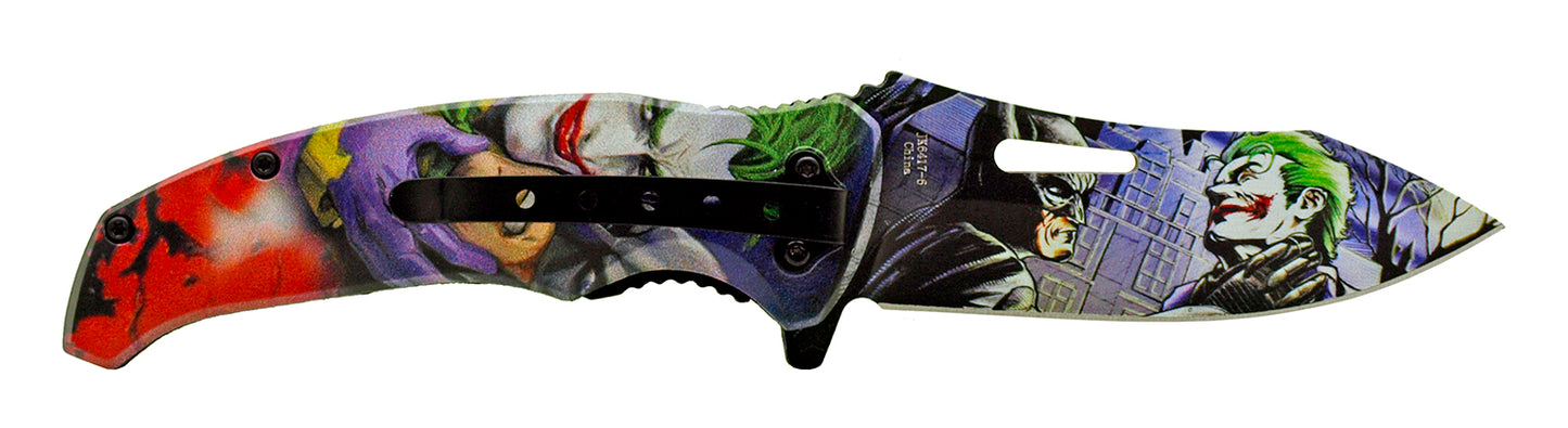 4.75" Batman and Joker Spring Assisted Pocket Knife - Batman vs. Joker