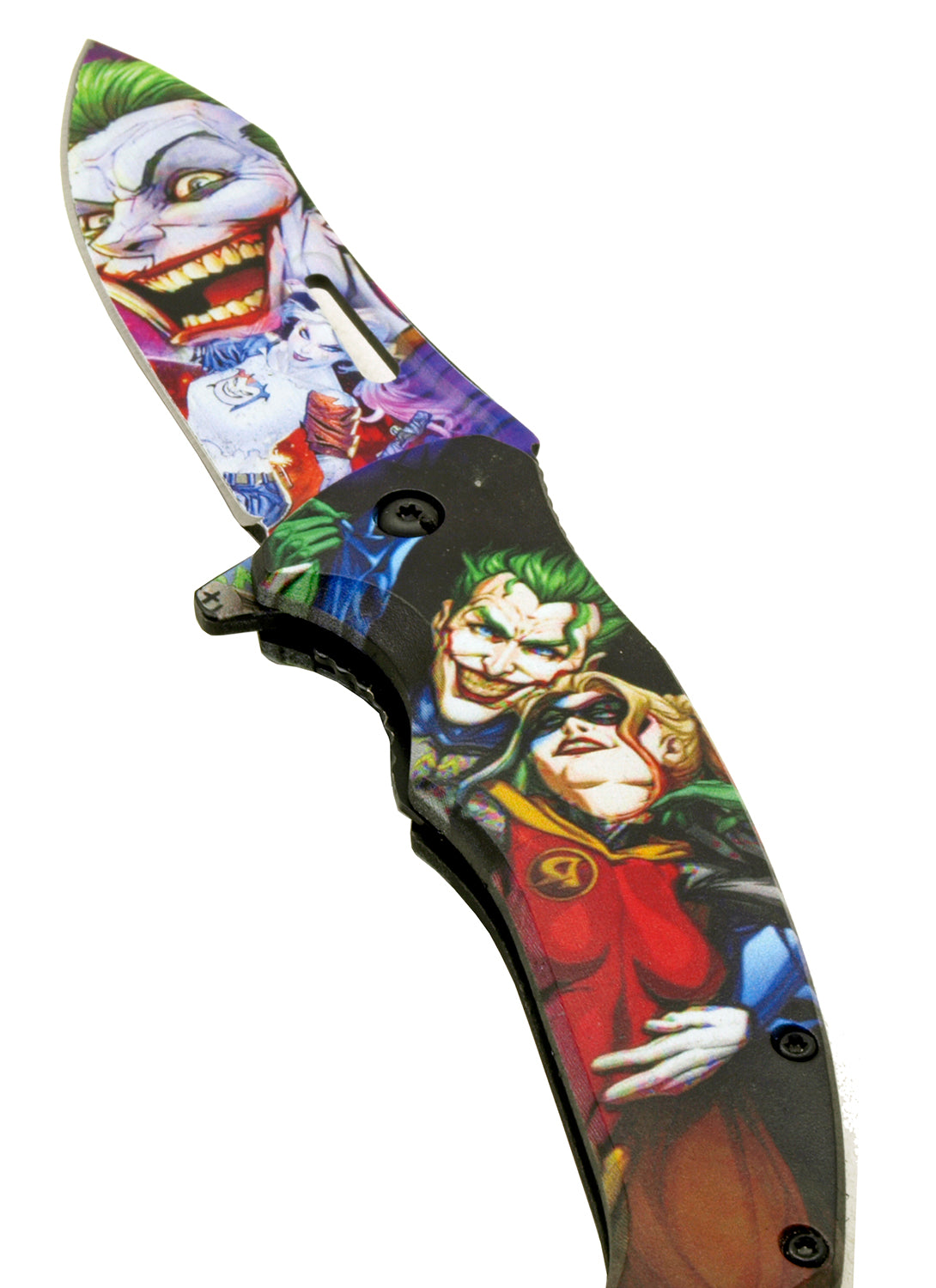 4.75" Batman and Joker Spring Assisted Pocket Knife - Joker and Harley Quinn