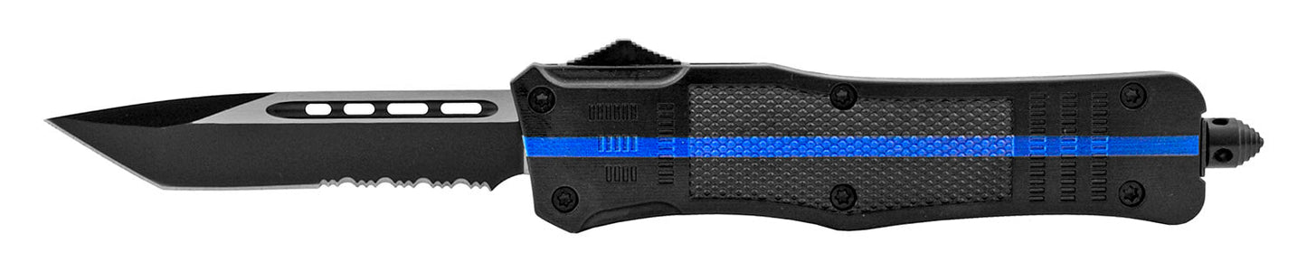 5.5" Thin Blue Line OTF Tanto Half Serrated