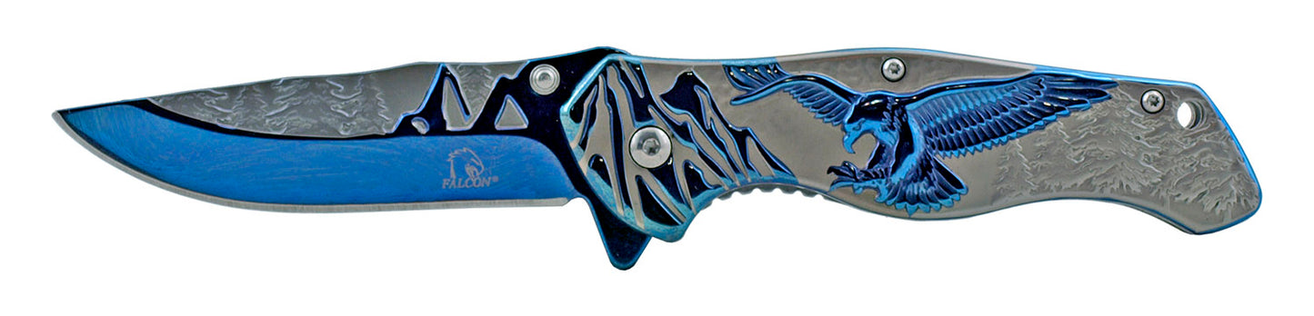 4.75" Heavy Duty Mountain Eagle Spring Assisted - Blue