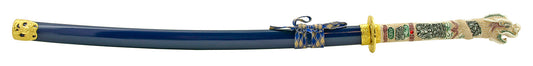 Samurai Sword with Detailed Dragon Handle - Blue