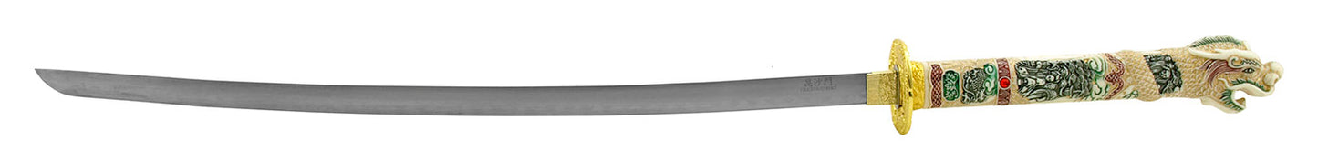 Samurai Sword with Detailed Dragon Handle - Red