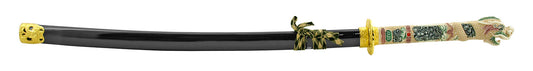 Samurai Sword with Detailed Dragon Handle - Black
