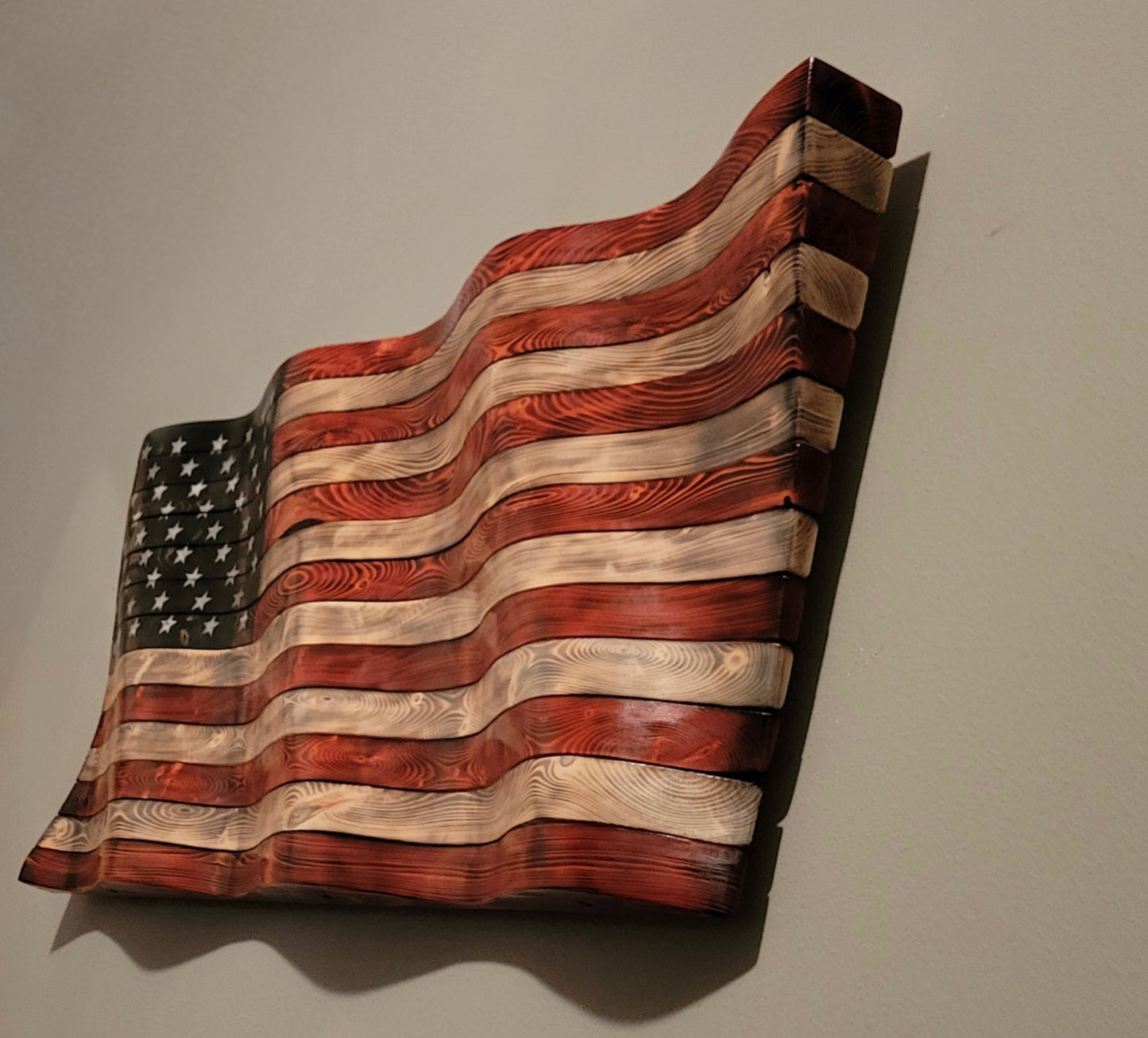 Wavy American Wooden Flag