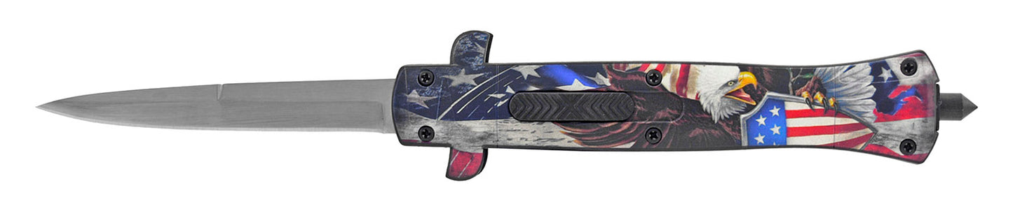 5.25" Stiletto OTF - American Eagle Flag with Shield