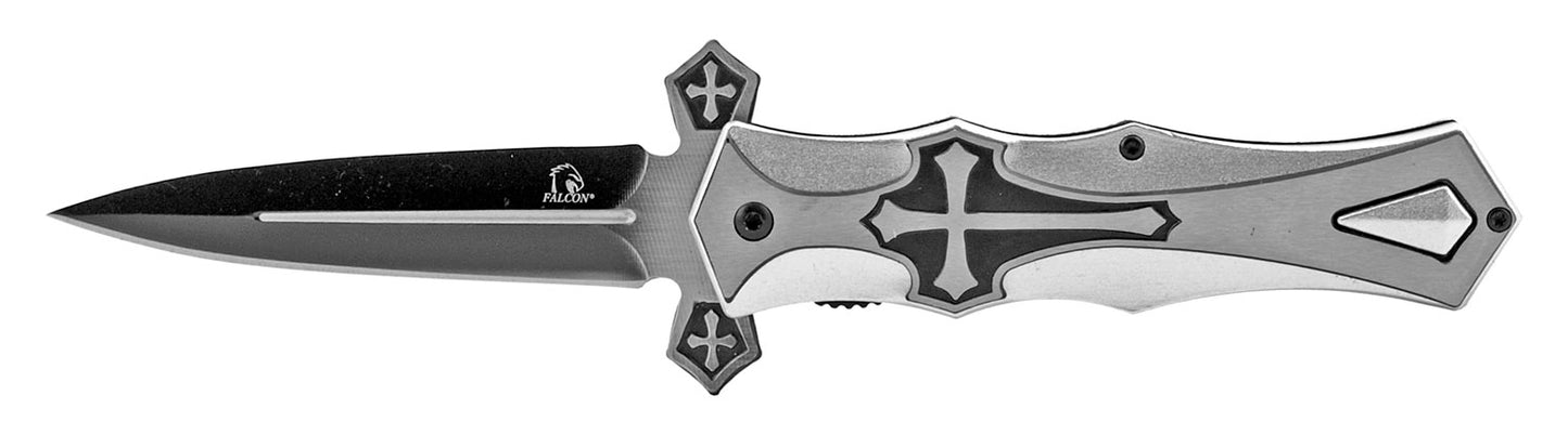 5" Spear Point Vampire Slayer Spring Assisted - Silver