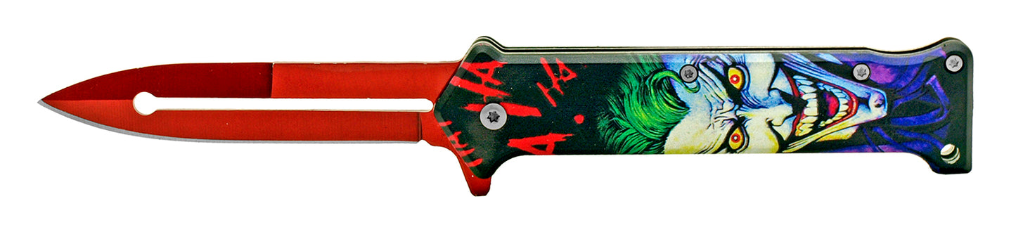 4.5" Joker Stiletto Spring Assisted Pocket Knife - Joker Clown House