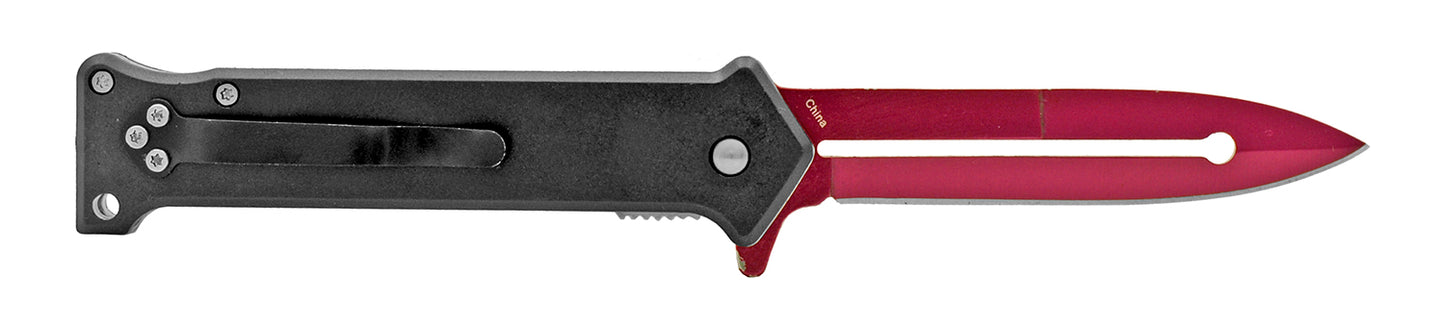 4.5" Joker Stiletto Spring Assisted Pocket Knife - Joker's Riddle