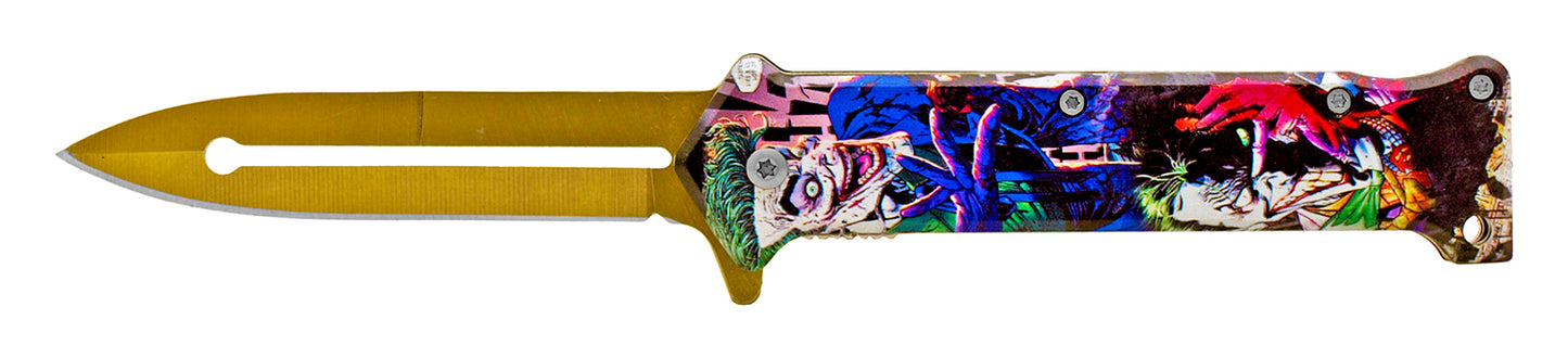 4.5" Joker Stiletto Spring Assisted Pocket Knife - Joker's Trick