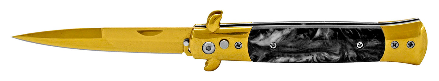 5" Push Button Automatic Switchblade - Gold and Black