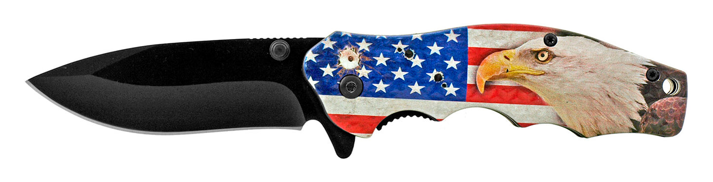 4.5" American Eagle Spring Assisted - American Flag with Eagle Guardian