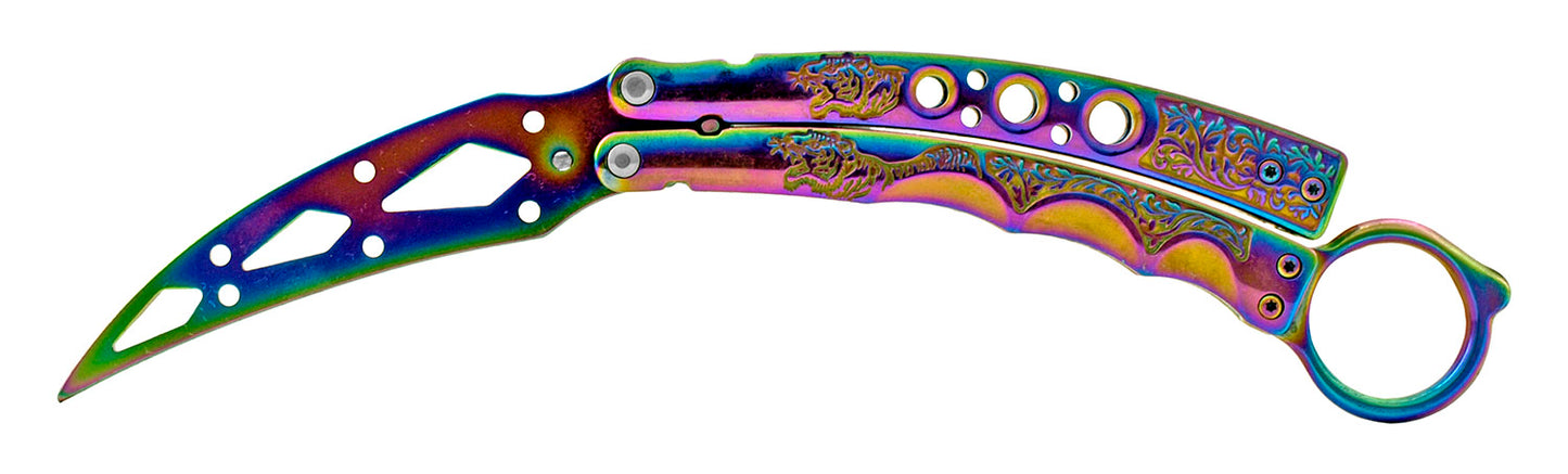 5.25" PRACTICE Tiger Karambit Style Butterfly (multiple colors)