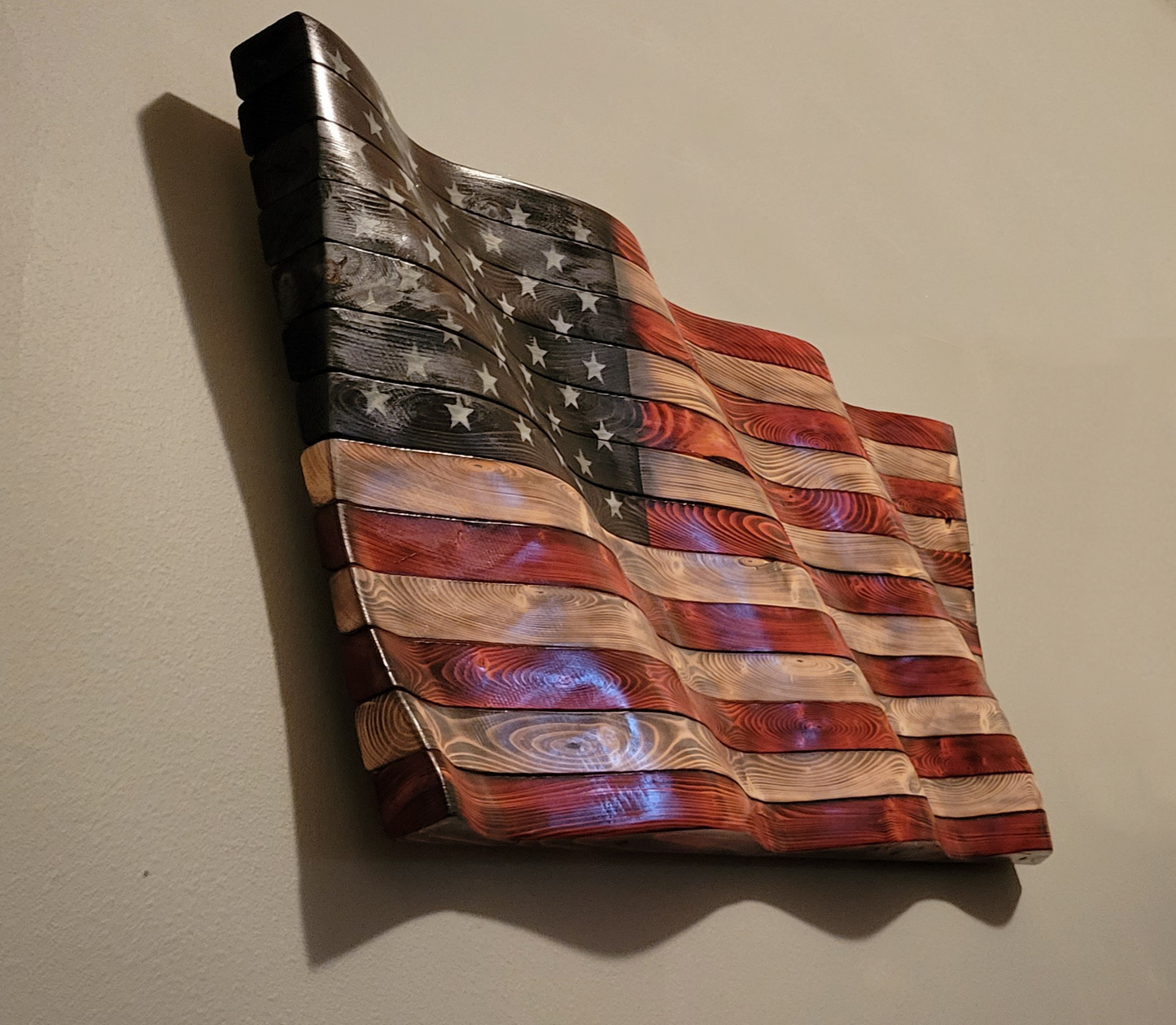 Wavy American Wooden Flag