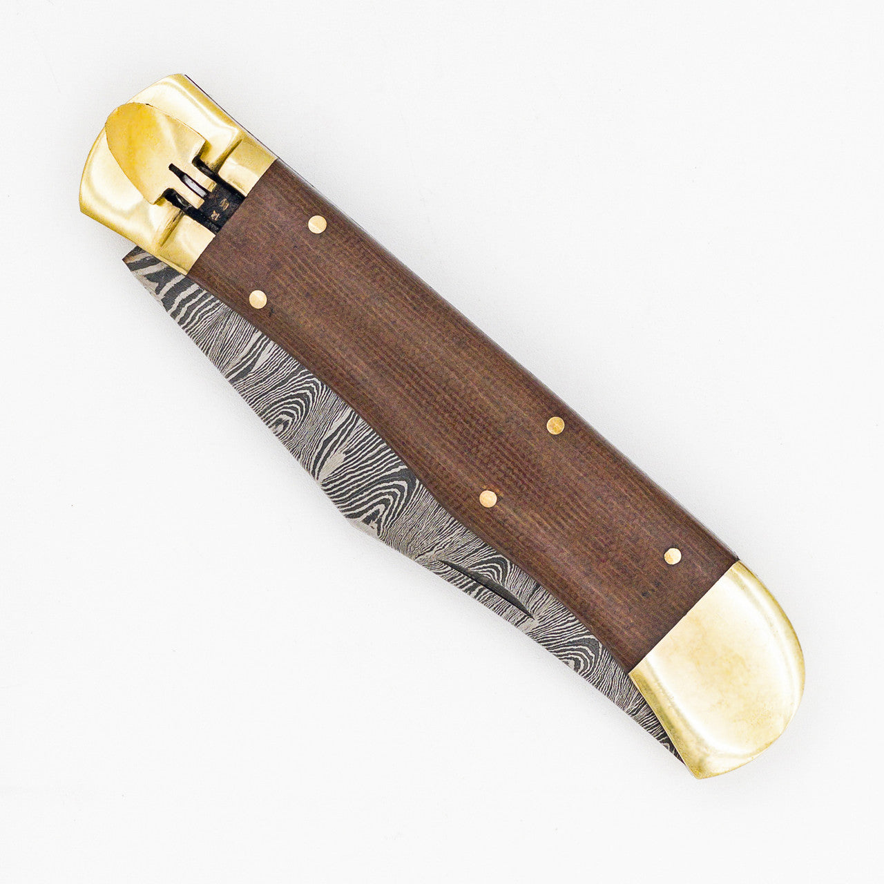 Midnight Bonfire Automatic Damascus Lever Lock Switchblade Knife