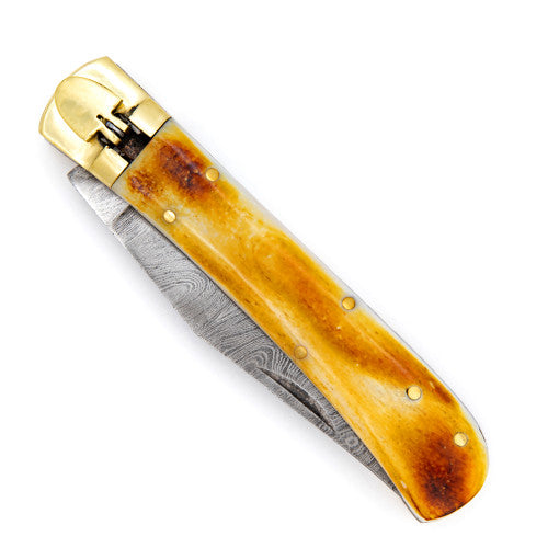 Ashen Reflex Automatic Damascus Lever Lock Knife