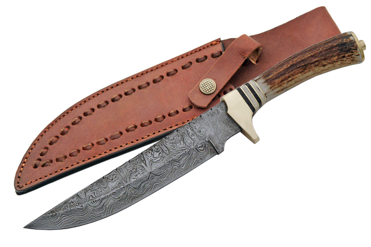 13.5" HANDMADE DAMASCUS FILEWORK HUNTER