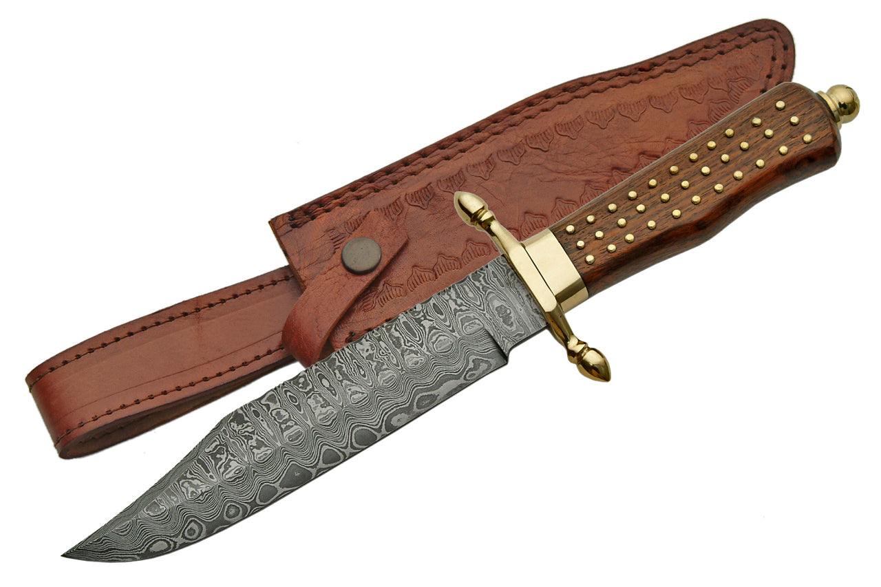 13.5" HANDMADE DAMASCUS BRASS PIN HANDLE BOWIE