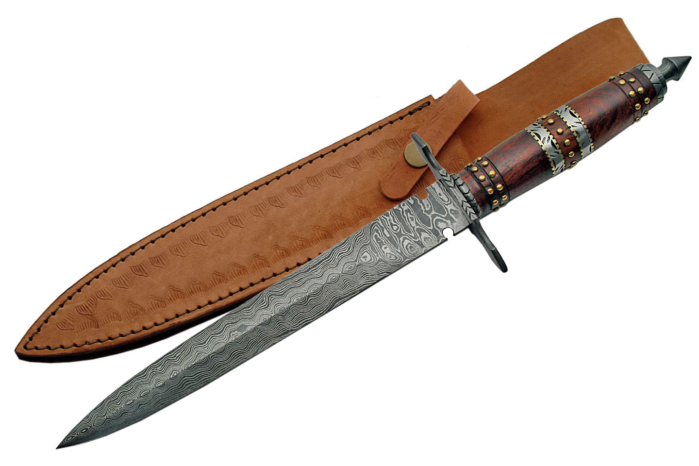 15" HANDMADE DAMASCUS FANCY FILEWORK DAGGER