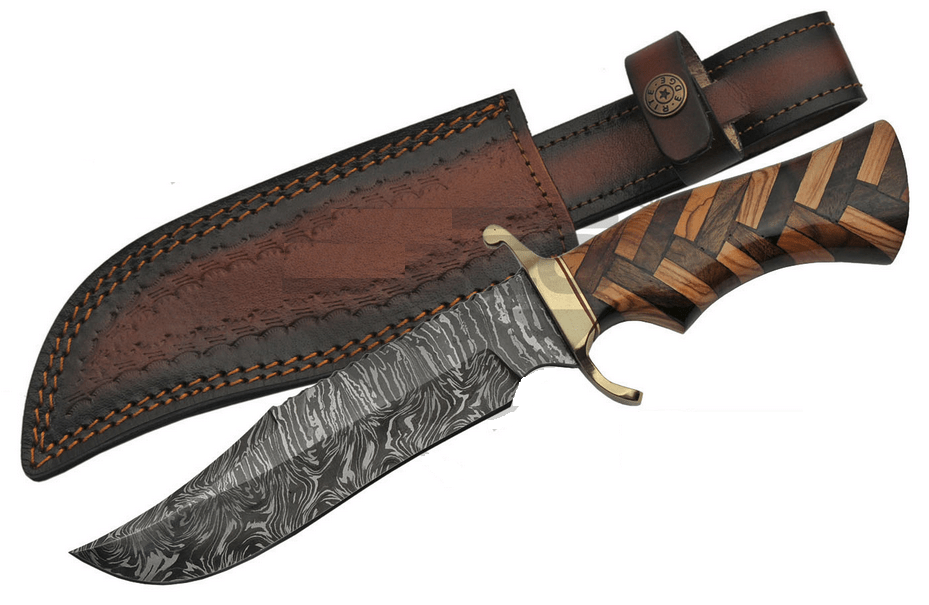 12" HANDMADE DAMASCUS S-GUARD BRAIDED HUNTER