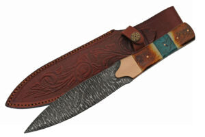 12" HANDMADE DAMASCUS FLINT SPEAR TURQUOISE