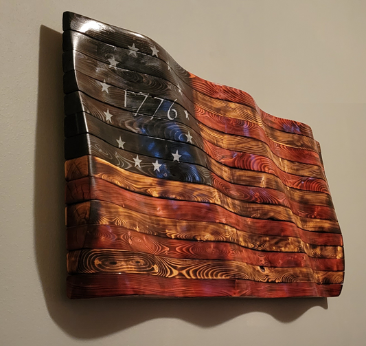 1776 Wavy American Wooden Flag