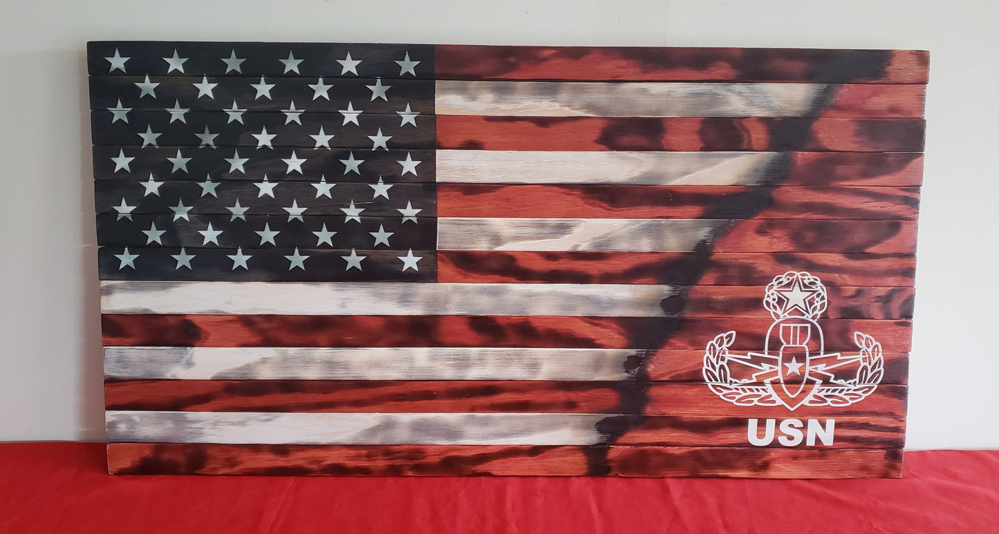 U.S. Navy Wooden American Flag