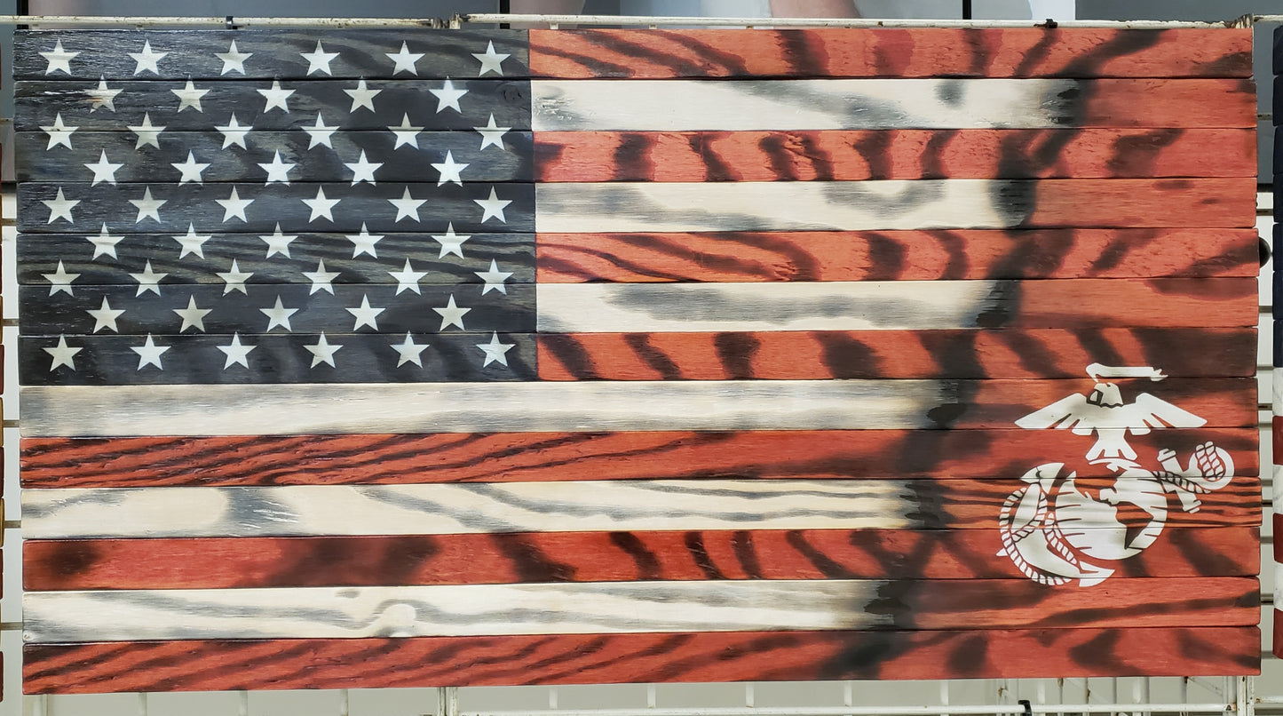 U.S. Marine Wooden American Flag